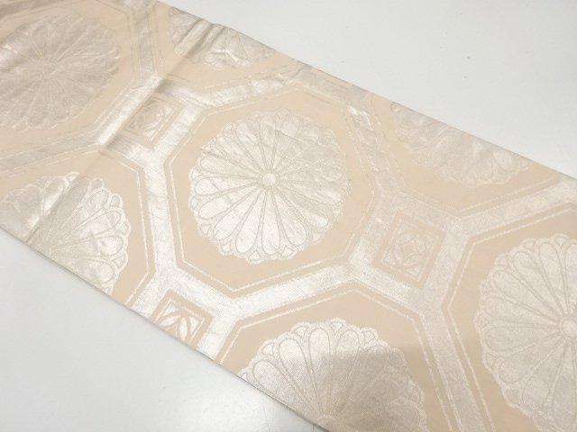 JAPANESE KIMONO / ANTIQUE MARU OBI / SILK / WOVEN FLOWER SHOKKO PATTERN